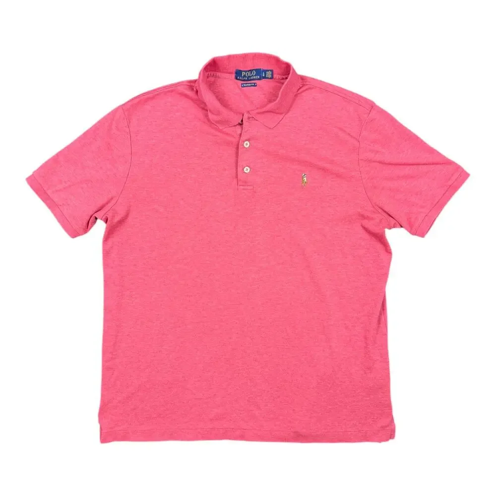 Polo Ralph Lauren Classic Fit Heather Red Polo Shirt Men's Large Preppy Cotton